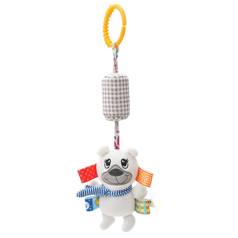Sonajeros colgantes sensoriales para bebé, juguete de aprendizaje suave, cochecito de animales de peluche, cama de coche infantil, cuna con mordedor para bebés y niños pequeños