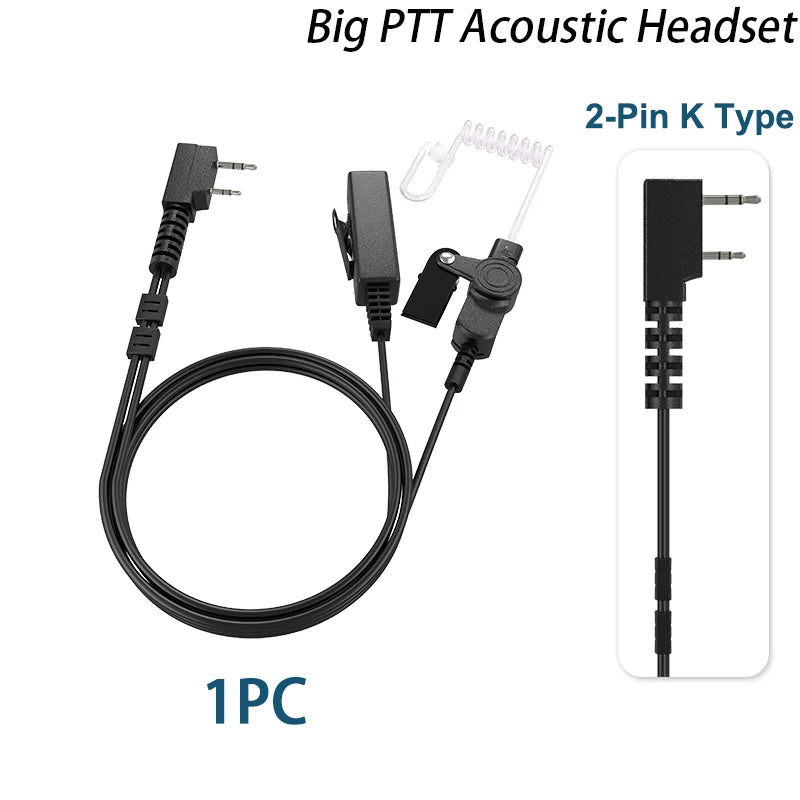 Auricular de seguridad con tubo de aire acústico oculto tipo K de 2 pines, auricular con micrófono para Walkie Talkies, auricular para Radios Kenwood Baofeng