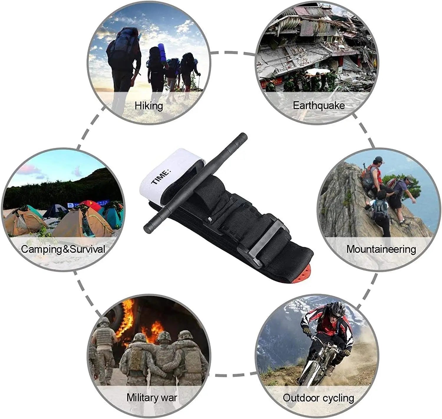 Torniquete de emergencia táctico correa de emergencia equipo de primeros auxilios médico de una sola mano para senderismo Camping viajes deportes al aire libre