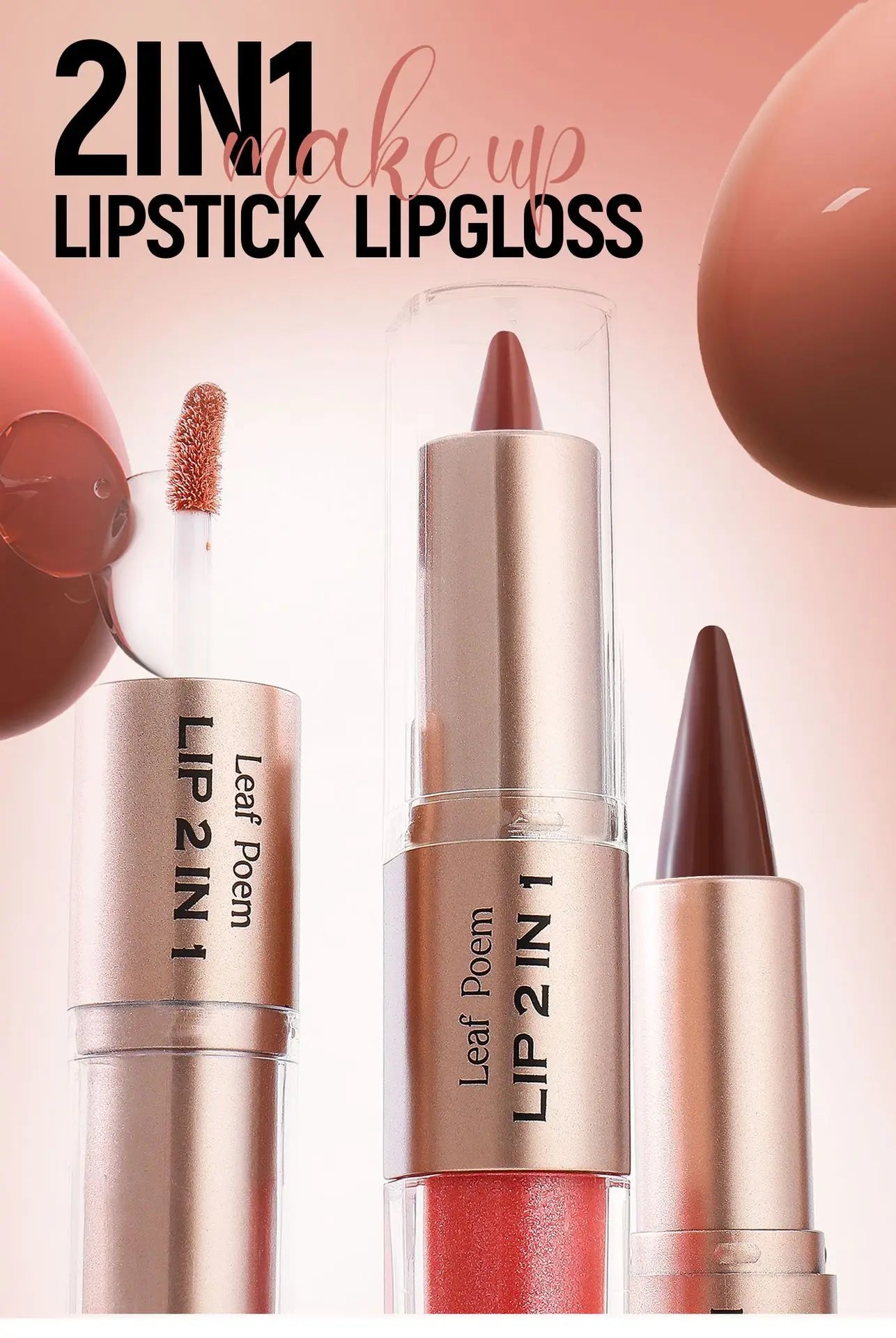 Delineador de labios cónico negro y marrón, lápiz de contorno, espejo de doble cabeza, brillo de labios de cristal, maquillaje de tinte de labios rojos sexis