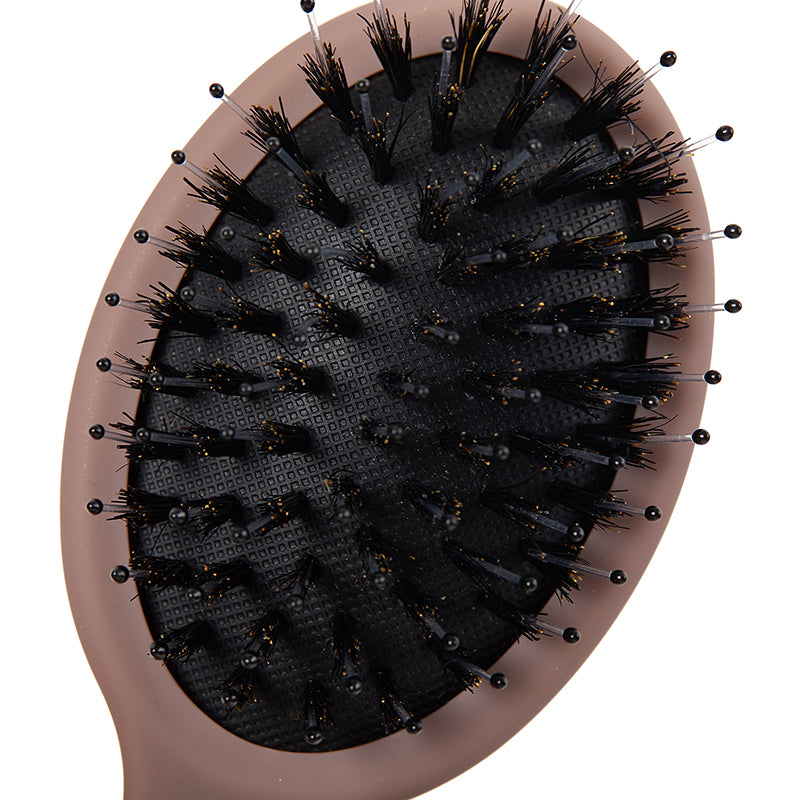 Mini cepillo ovalado portátil de cerdas de jabalí, peine de masaje para el cuero cabelludo, herramienta de peinado para el cuidado del cabello, 1 piezas