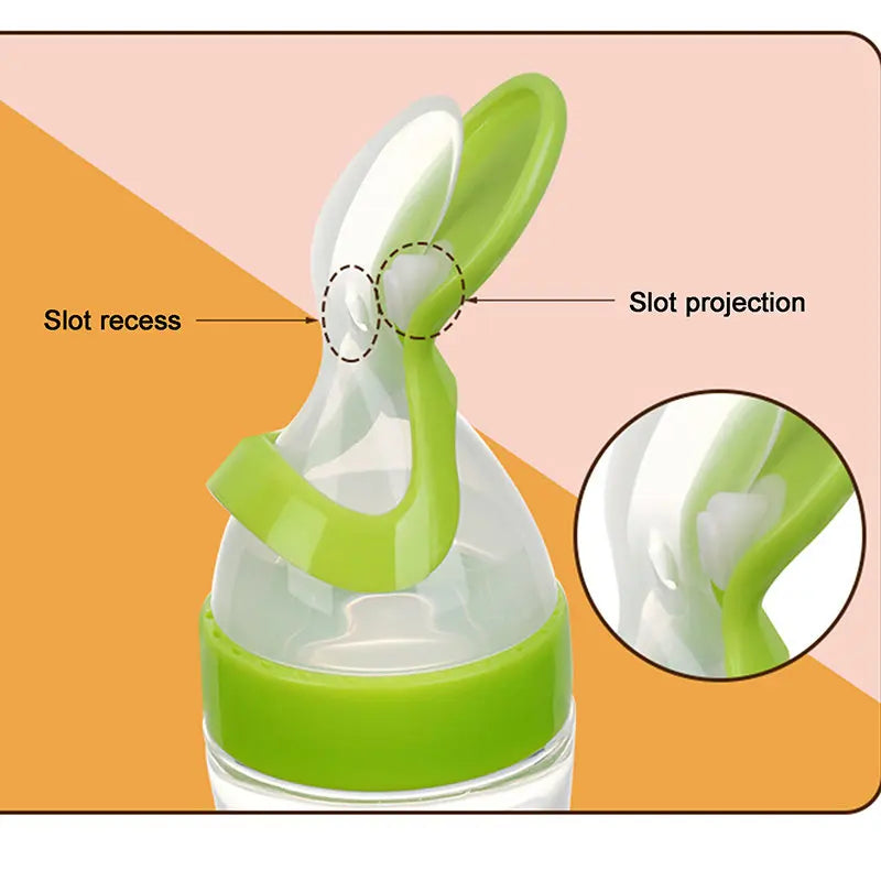 Biberón exprimidor de silicona para entrenamiento de bebés recién nacidos, cuchara para comida de cereales y arroz, suplemento alimentador, vajilla útil segura para niños