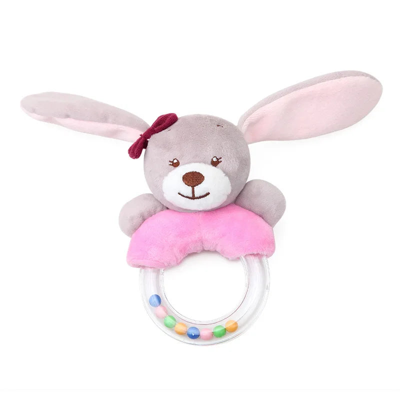 Sonajero de elefante de peluche para bebé, juguete educativo de dibujos animados para recién nacido de 0 a 24 meses, mordedor de campana de anillo de mano de oso