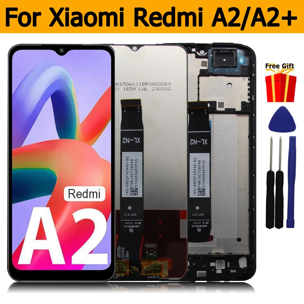 Pantalla LCD de 6,52 pulgadas para Xiaomi Redmi A2, montaje de digitalizador con pantalla táctil, piezas de repuesto para Xiaomi Redmi A2 + LCD con marco