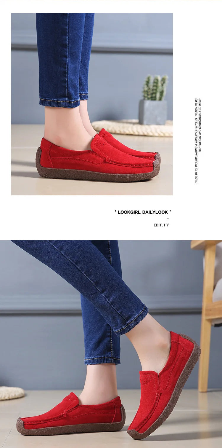 Zapatos informales De cuero genuino para Mujer, zapatillas De ocio, mocasines sin cordones De marca De lujo para Mujer, mocasines suaves para Mujer, Zapatos De Mujer