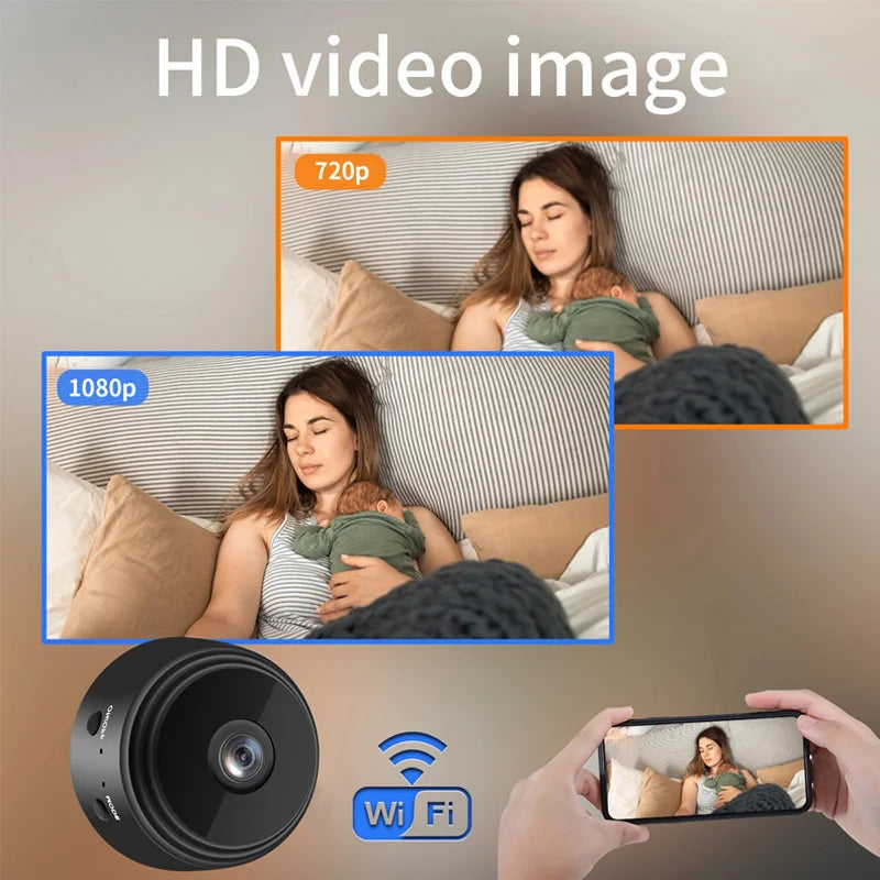 Mini cámara WiFi HD de 1080P, Monitor de bebé, vigilancia de seguridad interior, videocámara de visión nocturna, cámara IP, grabadora de Audio y vídeo