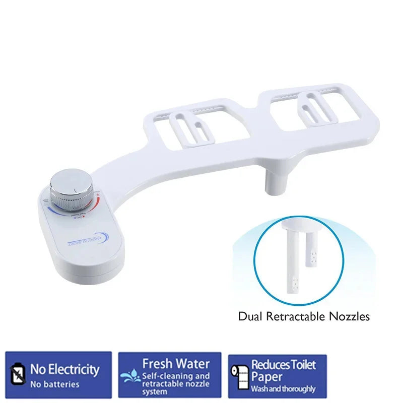 Asiento de inodoro inteligente no eléctrico con bidé ginecológico de doble pulverización de enfriamiento único bidé con boquilla totalmente oculta