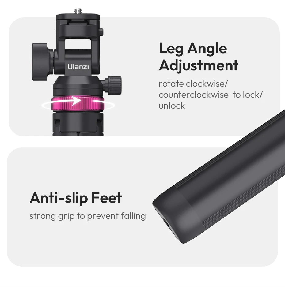 Ulanzi MT-89 soporte de luz trípode extensible de 2M con placa de liberación rápida de 1/4 pulgadas soporte de zapata fría para cámara DSLR teléfono luz de vídeo micrófono