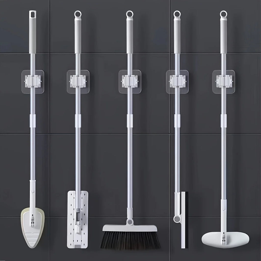 2 Soportes de Almacenamiento para Fregonas, Barra Colgante de Succión para Baño, Soporte de Fregona sin Rastro, Colgador de Escobas Montado en Pared, Soporte de Fregona Resistente al Agua