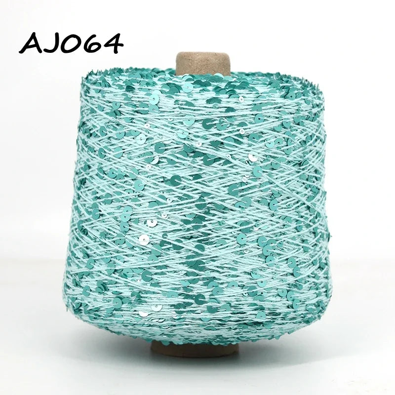 Cooamuu-Hilo de lentejuelas de algodón de lujo, hilo para tejer a mano, 500G/bobina, 3MM + 6MM, accesorios de lentejuelas