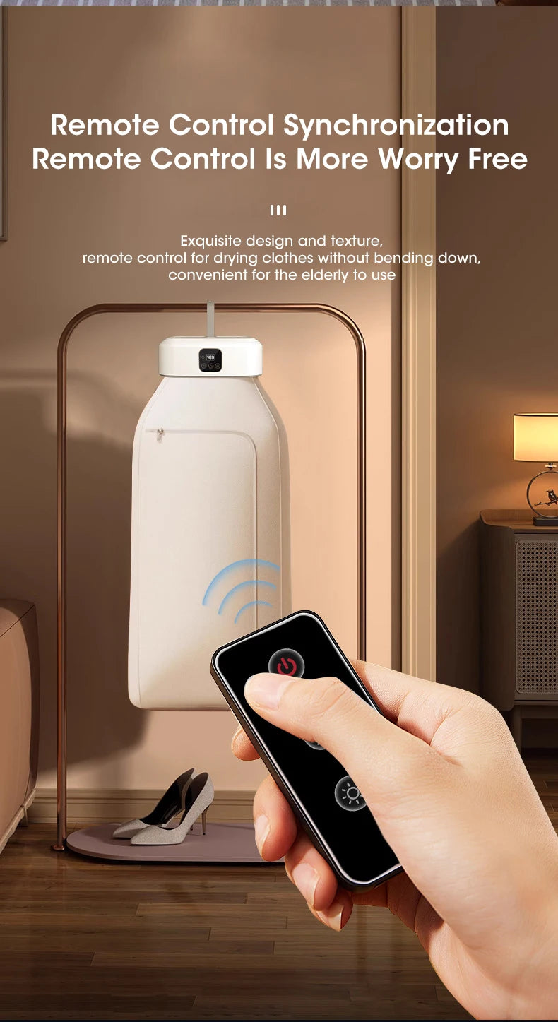 Secadora de Ropa Eléctrica Portátil, Tendedero Plegable Inteligente con Esterilización con Luz UV para Uso en el Hogar y Viajes