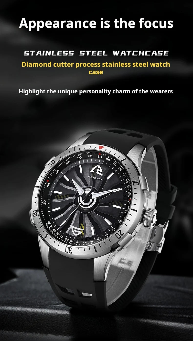 Reloj mecánico con volante ahuecado de HANBOROMen, reloj impermeable luminoso personalizado completamente automático