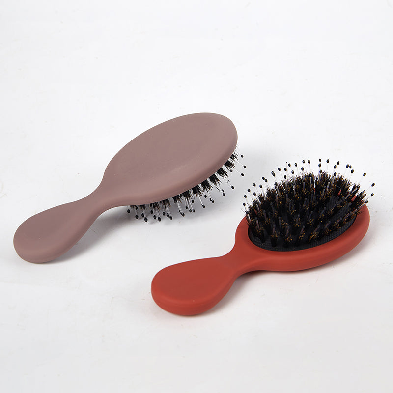 Mini cepillo ovalado portátil de cerdas de jabalí, peine de masaje para el cuero cabelludo, herramienta de peinado para el cuidado del cabello, 1 piezas