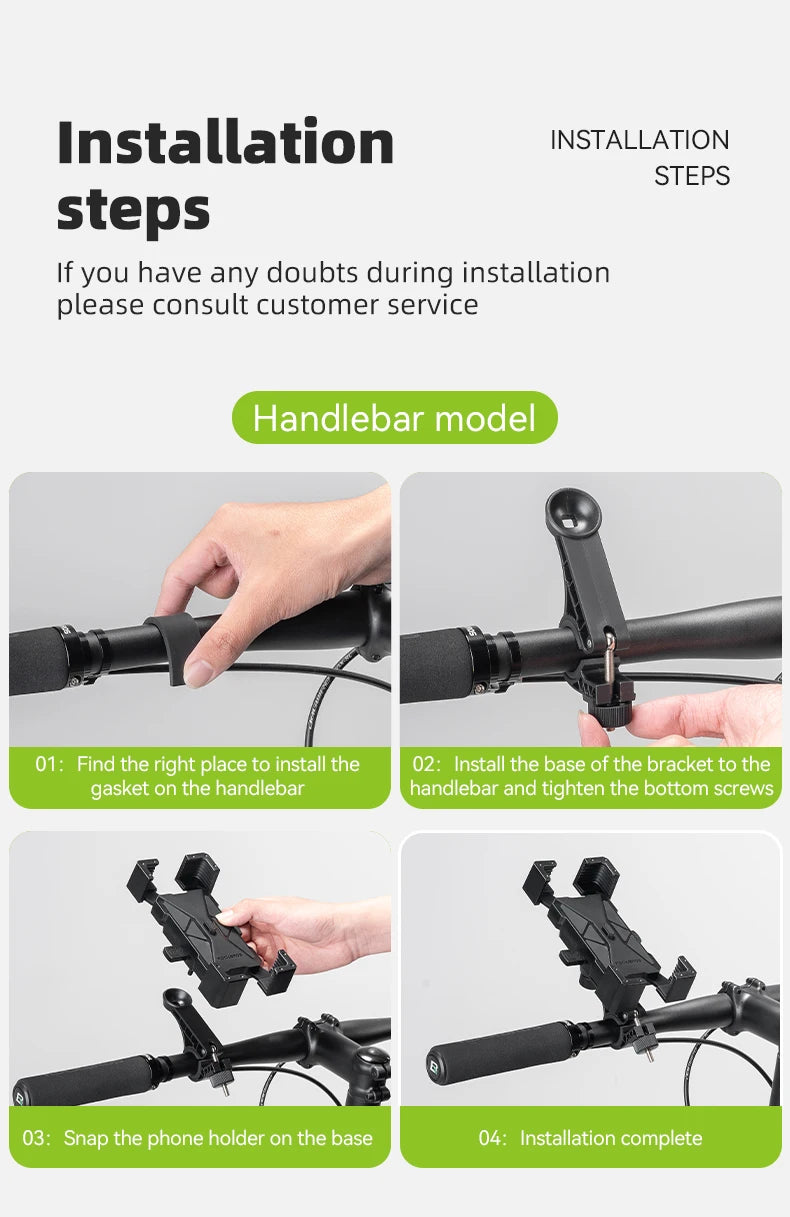 ROCKBROS Soporte para teléfono de bicicleta Monte liviano 4.5-7.2 pulgadas soporte para teléfono inteligente soporte de soporte de teléfonos accesorios para bicicletas