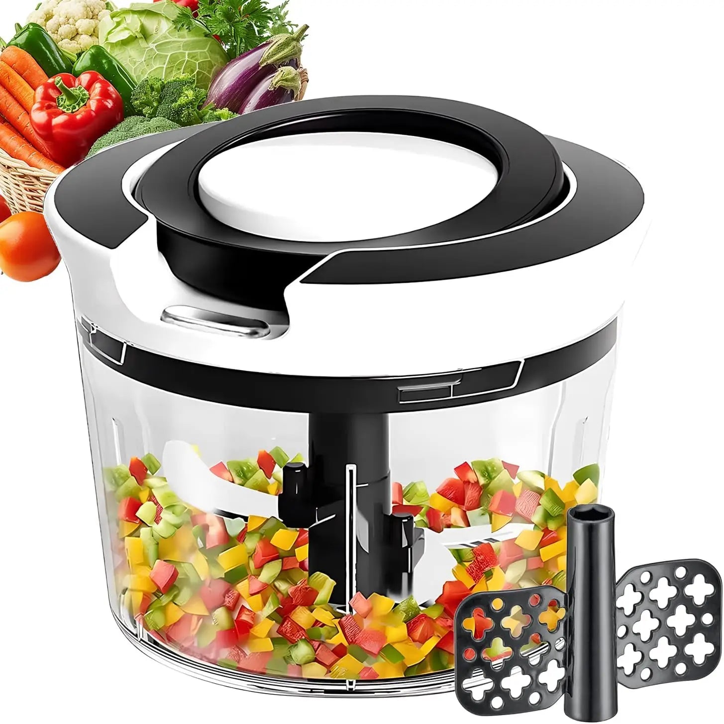 Picador y Rebanador Manual de Verduras con Cuchilla 100% de Acero Inoxidable, Picador de Cebolla Portátil de Cocina de 900 ml
