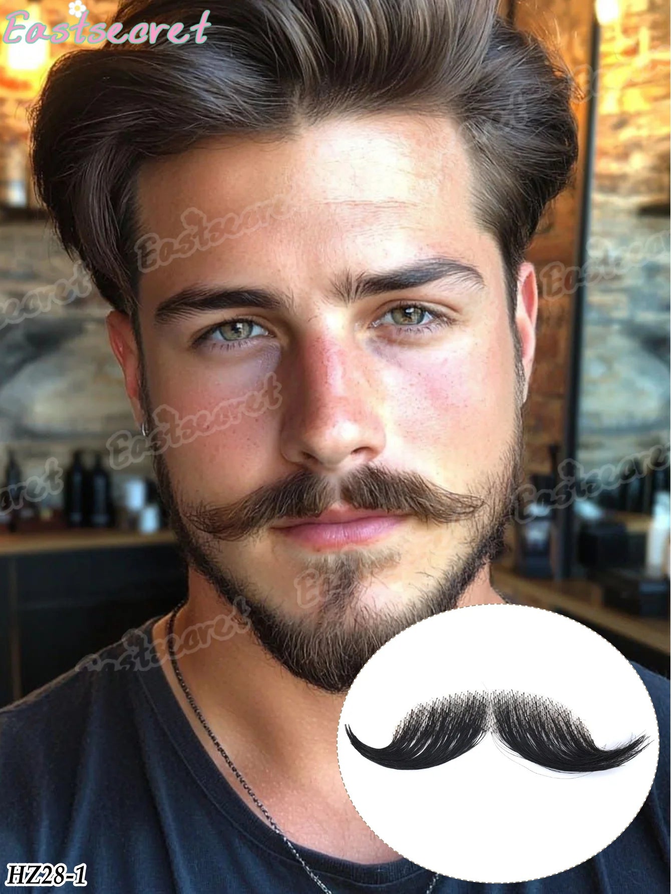 Bigote falso de barba de encaje sintético para hombres, bigote hecho a mano por pelo Real, Cosplay, encaje sintético, barbas invisibles