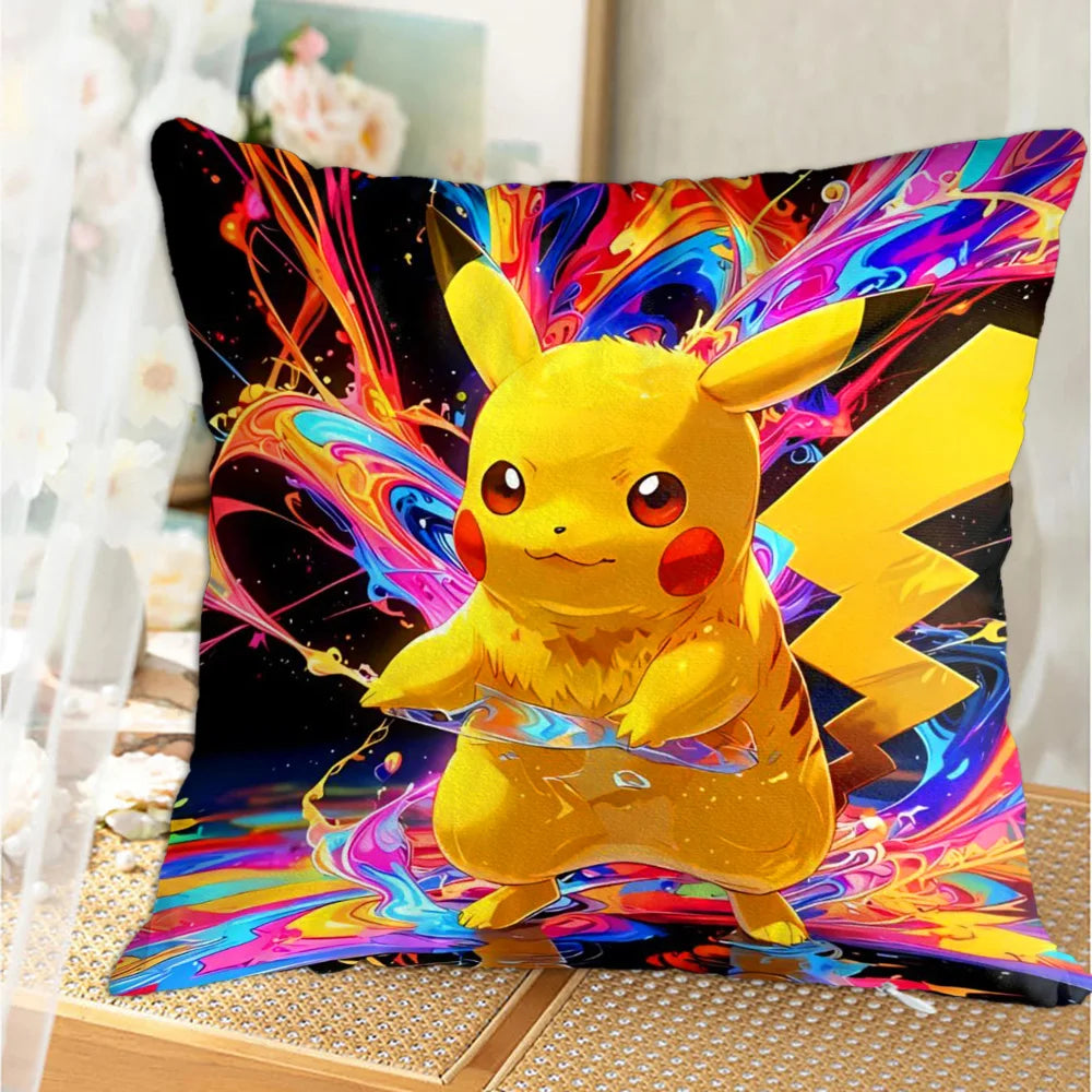 Funda para fundas de almohada Kawaii P-Pilkachuus, funda nórdica para almohada de 45x45, fundas para cojines, almohadas para dormir, decoración decorativa para el hogar