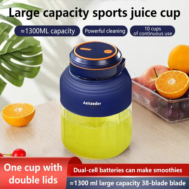 Exprimidor de Frutas Portátil Inalámbrico de 1300 ml, Recargable, Pequeño, para Alimentos Complementarios, Hielo Picado, Multifuncional, para el Hogar, 2026