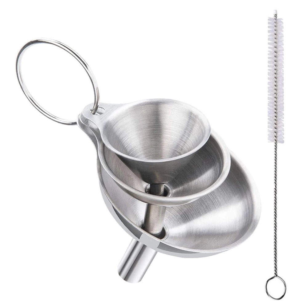 Embudos de acero inoxidable de calidad alimentaria, mini embudos de cocina para transferir aceites esenciales y líquidos, 3/4 piezas