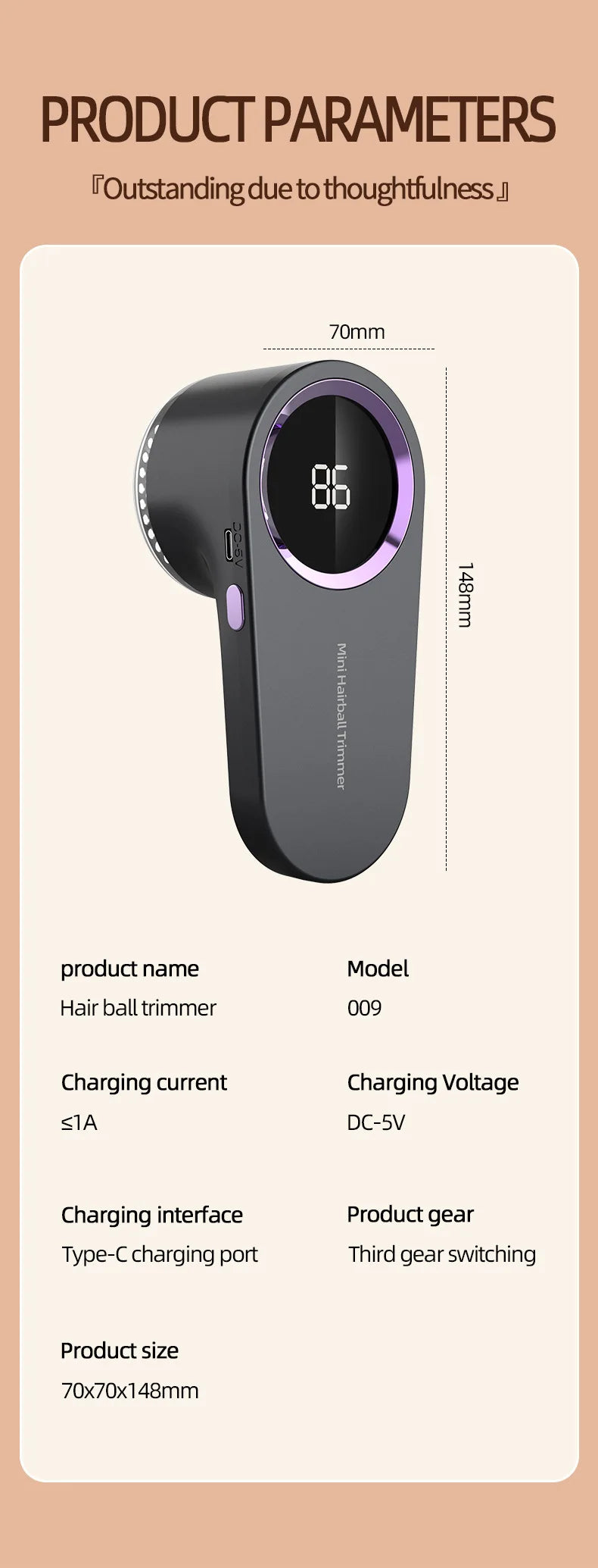 Dispositivo de depilación de cabello para ropa, dispositivo de depilación de cabello de partículas eléctrico Digital portátil LED, dispositivo de eliminación de fieltro recargable por USB