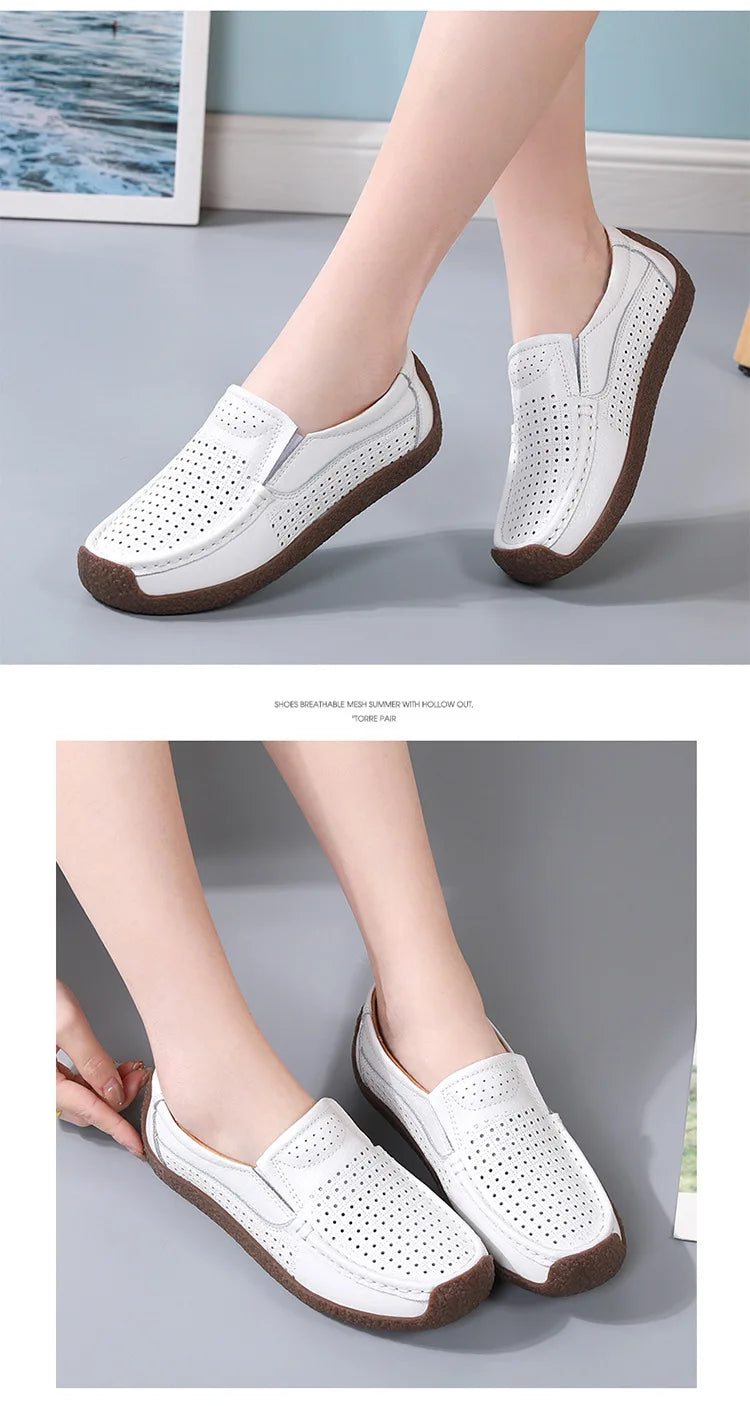 Zapatos informales De cuero genuino para Mujer, zapatillas De ocio, mocasines sin cordones De marca De lujo para Mujer, mocasines suaves para Mujer, Zapatos De Mujer