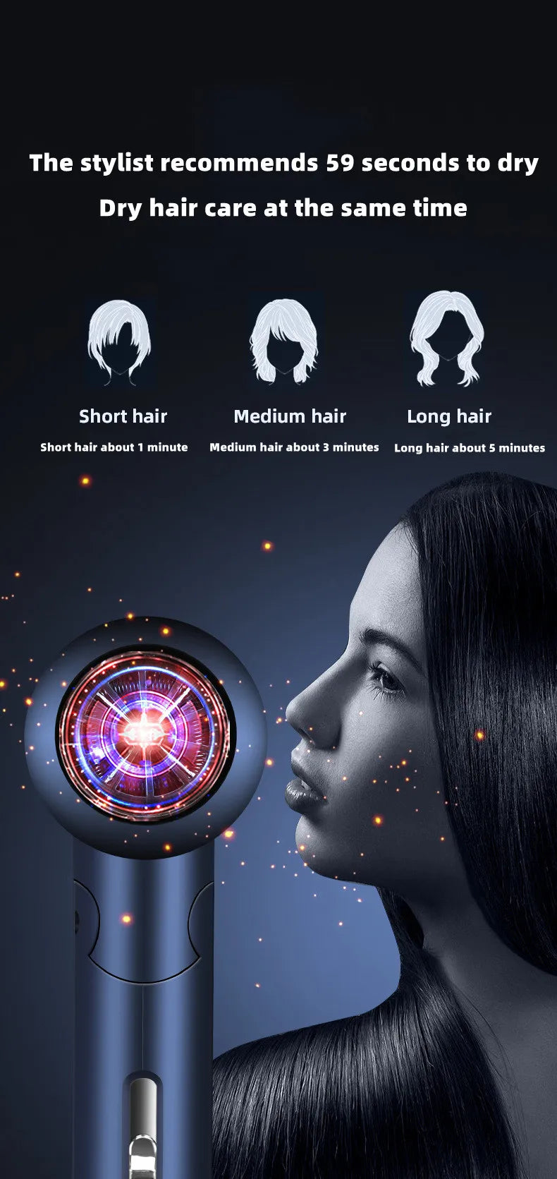 Nuevo Secador de Pelo Plegable con Luz Azul, Iones Negativos, Cuidado del Cabello, 1200W de Alta Potencia, Secado Rápido, para Hogar, Dormitorio Estudiantil y Viajes