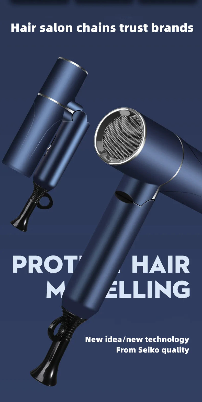 Nuevo Secador de Pelo Plegable con Luz Azul, Iones Negativos, Cuidado del Cabello, 1200W de Alta Potencia, Secado Rápido, para Hogar, Dormitorio Estudiantil y Viajes