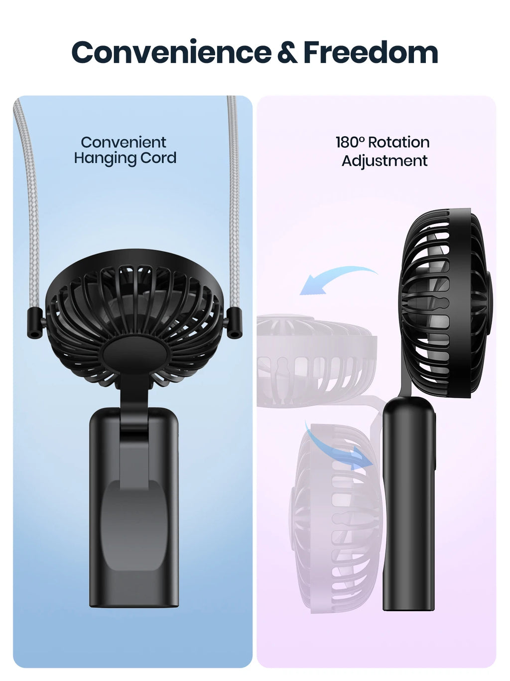 Mini ventilador portátil TOPK, ventilador de cuello de mano recargable por USB de 2400mAh, ventilador eléctrico Personal 3 en 1, ventiladores de pie para habitación, Camping, plegable