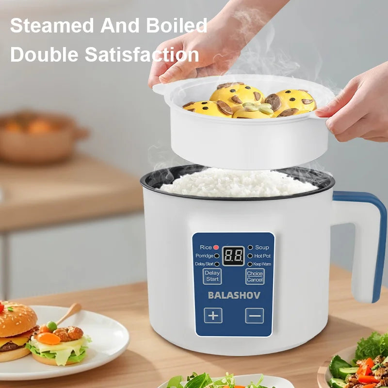 Olla arrocera eléctrica individual de doble capa, Mini cocina automática inteligente para el hogar, enchufe europeo de 220V, multicocina de arroz al vapor P