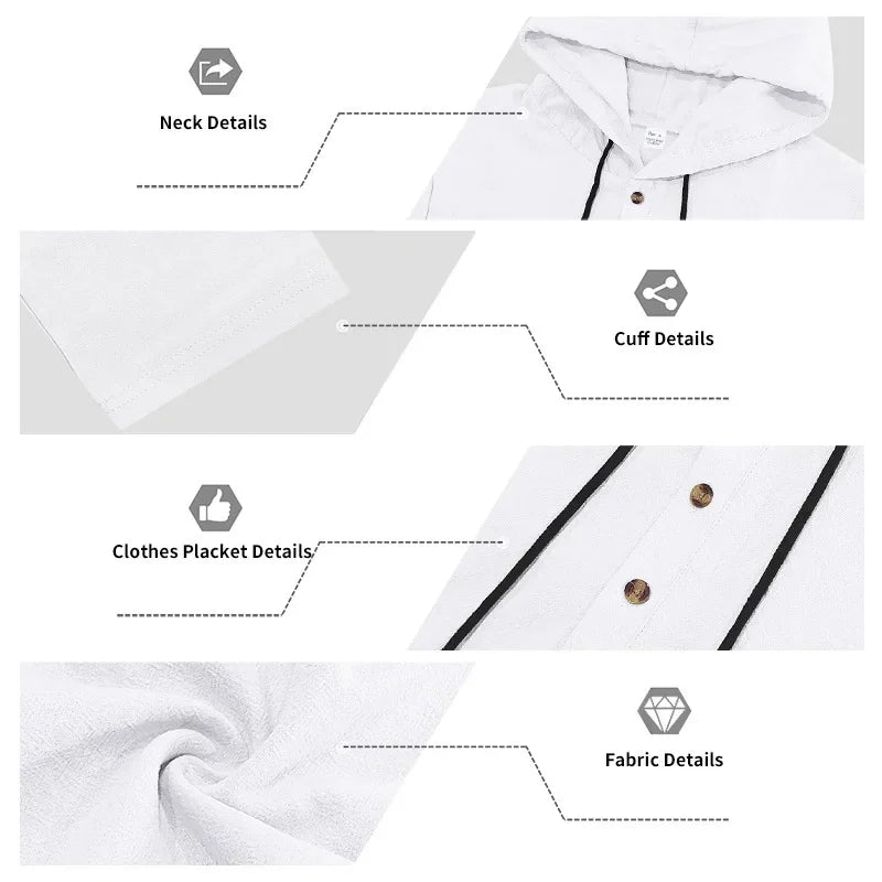 Conjunto informal holgado de lino para hombre, camisa Henry de manga larga y pantalones largos, conjunto cómodo y transpirable a la moda para otoño 2025
