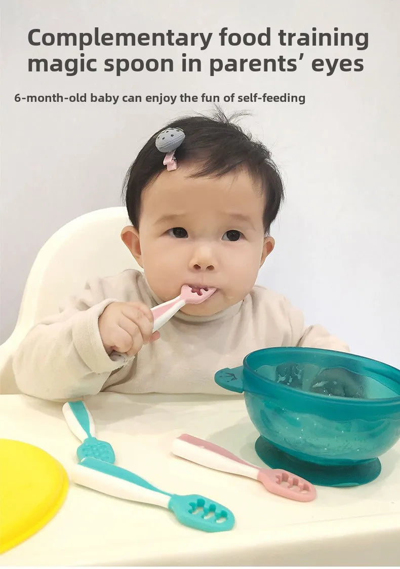 Cuchara de alimentación de bebé, cuchara de pasta de arroz, comida y entrenamiento perfectos para bebés, silicona de calidad alimentaria, cuchara de silicona sin BPA, 2 uds.