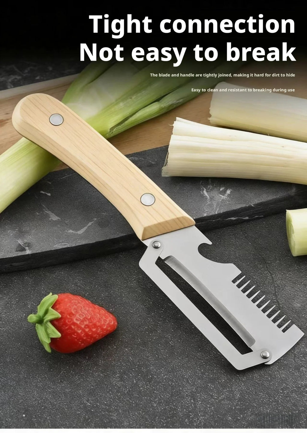 Nuevo Cuchillo Pelador Ergonómico 2026 con Mango de Madera, Pelador de Verduras de Acero Inoxidable con Mango de Madera, Pelador 2 en 1 para Frutas y Patatas