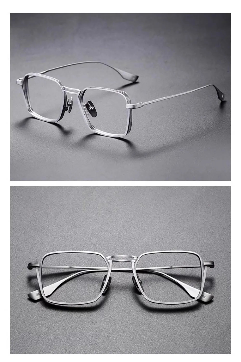 Gafas KLASSNUM para hombre, monturas ópticas de Metal cuadradas Vintage con lentes transparentes para hombre, gafas con lentes de luz azul, diseño de lujo