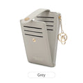 Elegante tarjetero plegable vertical, cartera ultrafina para mujer, tarjetero plegable, monedero con cremallera, bolso de mano con llavero