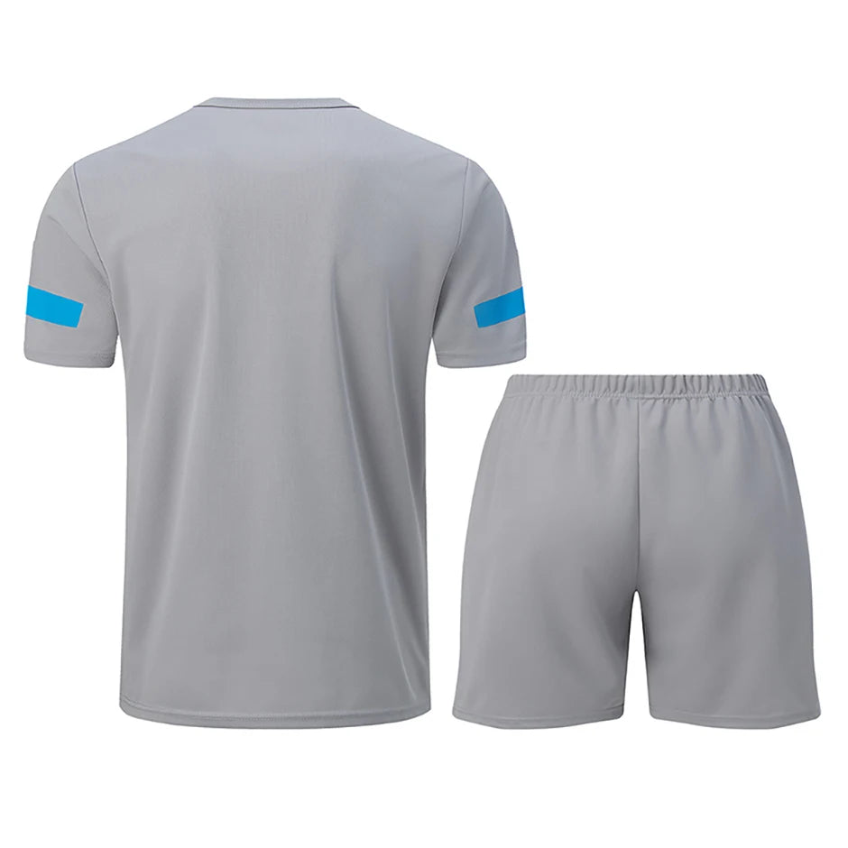 Conjunto de manga corta para hombre de las cuatro estaciones, camiseta estampada de secado rápido para deportes juveniles, Fitness, correr, cómodo e informal, 2 piezas