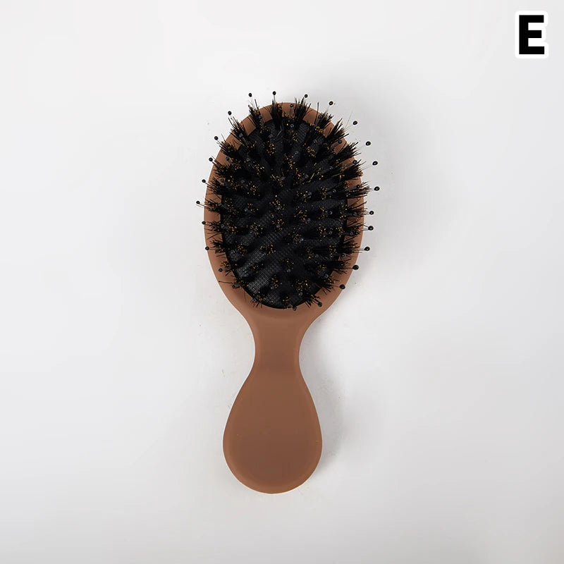 Mini cepillo ovalado portátil de cerdas de jabalí, peine de masaje para el cuero cabelludo, herramienta de peinado para el cuidado del cabello, 1 piezas
