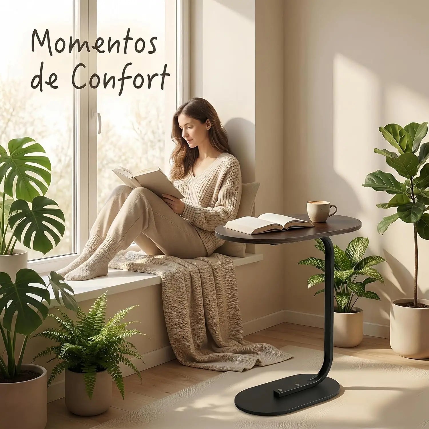 Cómoda Ovalada de Metal Marrón Retro para Sala o Dormitorio, 40x28x60 cm