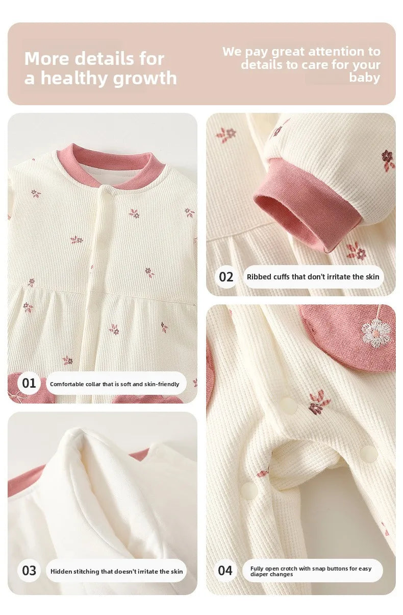Conjunto de Ropa para Bebé Recién Nacido, Otoño Invierno, Mono de Encaje Bonito, Ropa para Salir, 80g de Algodón, Manga Larga, Estilo Casual