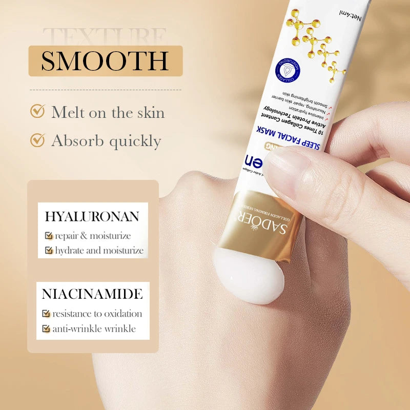 30 Uds SADOER colágeno mascarillas faciales para dormir cuidado de la piel hidratante iluminador reafirmante mascarilla Facial cuidado de la piel Facial