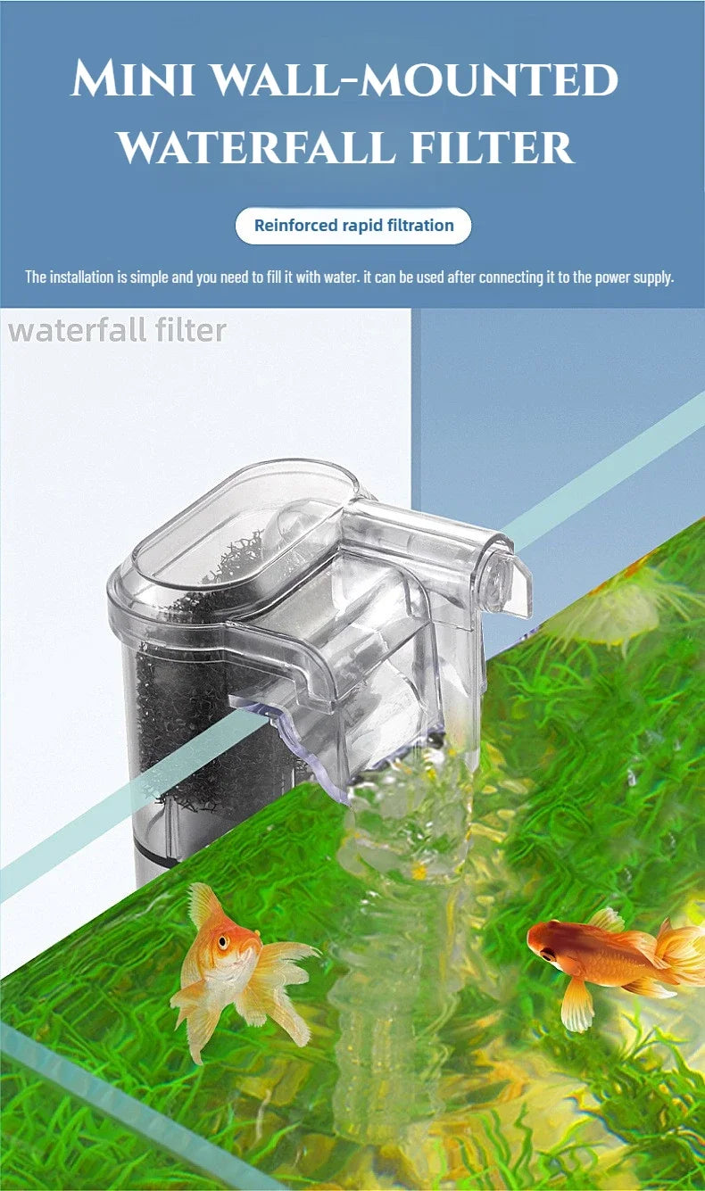 Filtro de Acuario Colgante, Mini Cascada, Bomba USB, Accesorios para Acuario, Filtro de Esponja para Limpieza y Circulación de Peceras Pequeñas