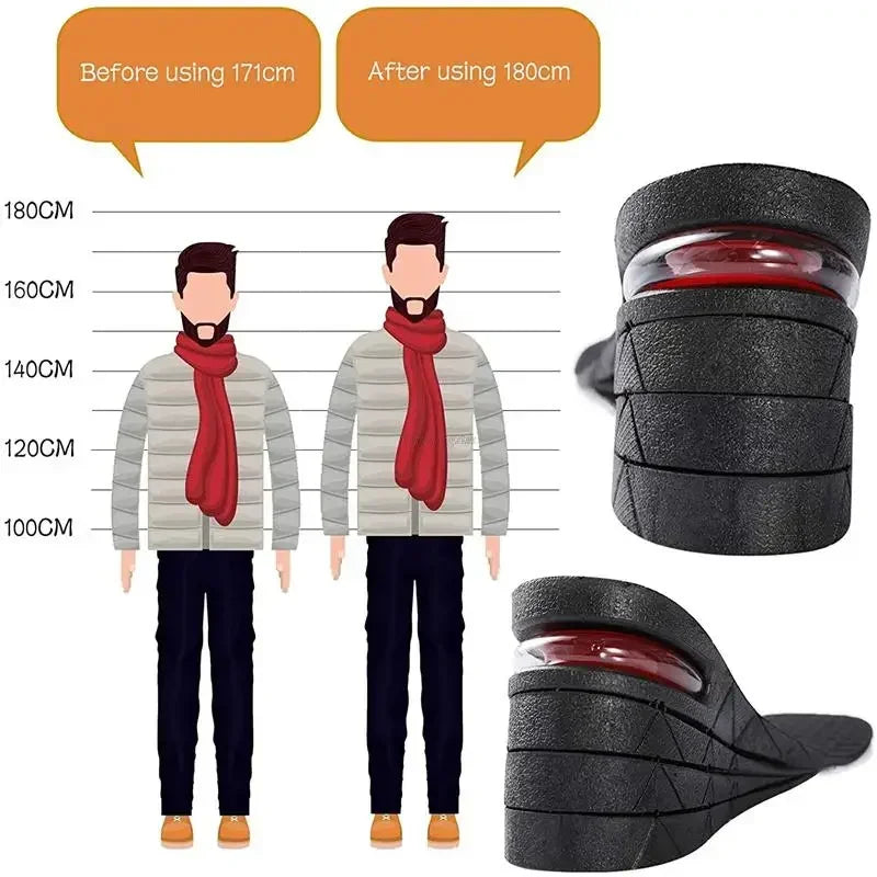Plantilla de elevación de cojín de zapato de aire para hombres y mujeres, plantilla Invisible Variable de 3-9cm, plantillas para aumentar la altura, almohadilla de soporte más alta de corte ajustable
