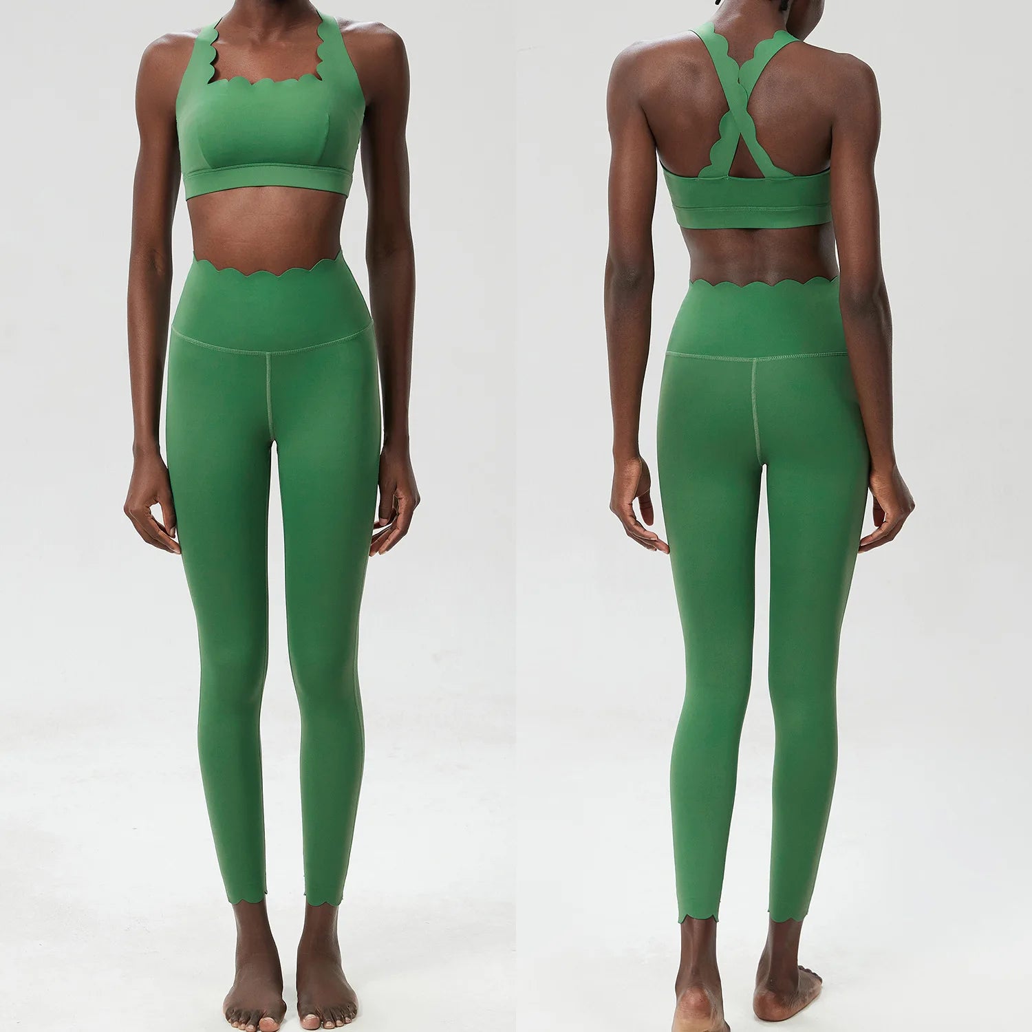 Traje de gimnasio de Color sólido para mujer, conjunto de dos piezas para Fitness y Yoga, ropa deportiva ajustada para correr, ropa de entrenamiento transpirable