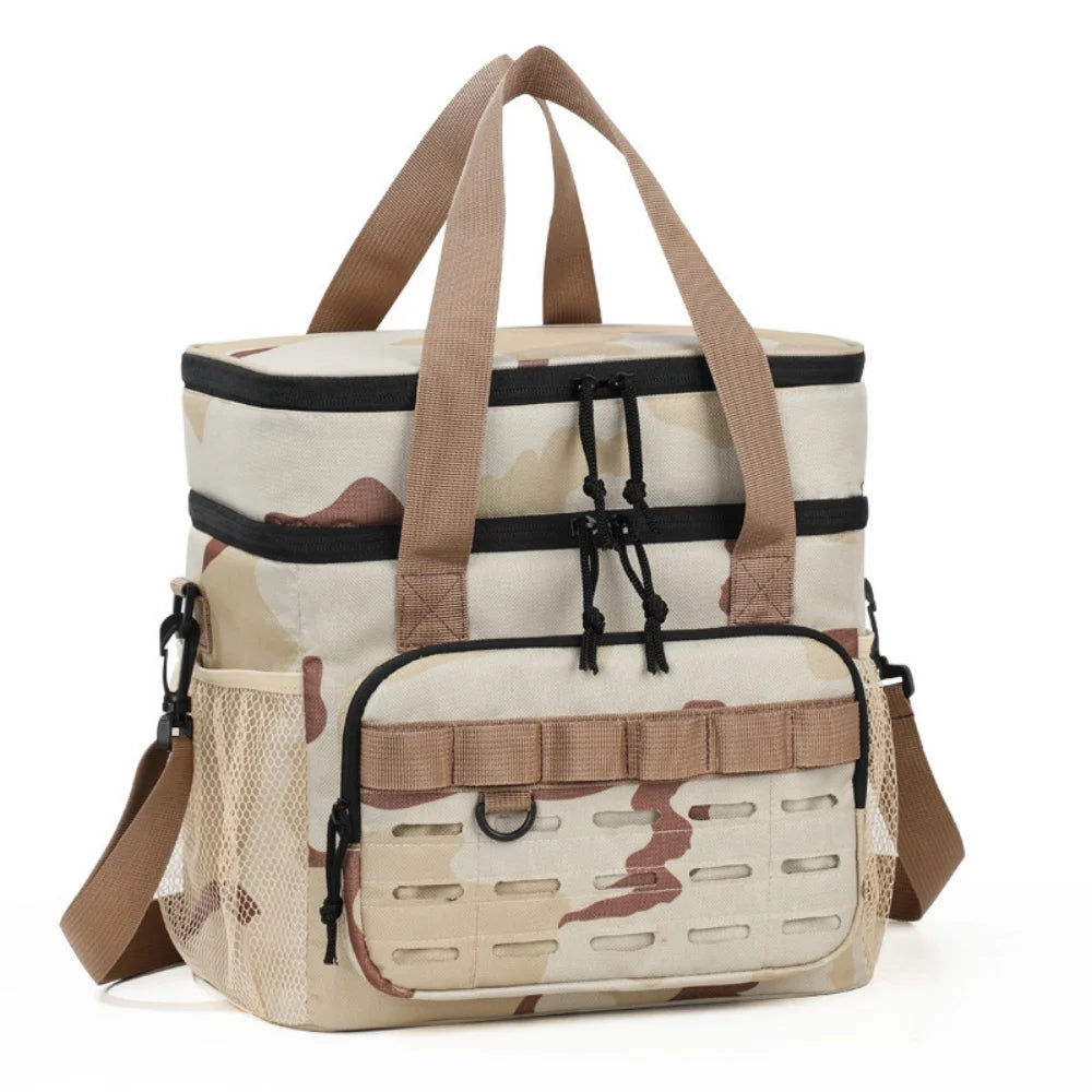 Bolsa de almuerzo térmica táctica de gran capacidad de camuflaje, bolsa de hielo portátil duradera con aislamiento a prueba de fugas para exteriores