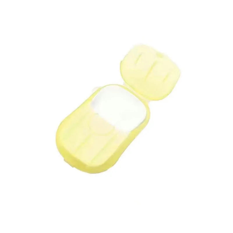 1/4 Caja de Hojas de Jabón Desechables para Viaje, Hojas de Jabón de Papel Mini Amigables con la Piel, Jabón Portátil en Rodajas con Caja para Lavado de Manos