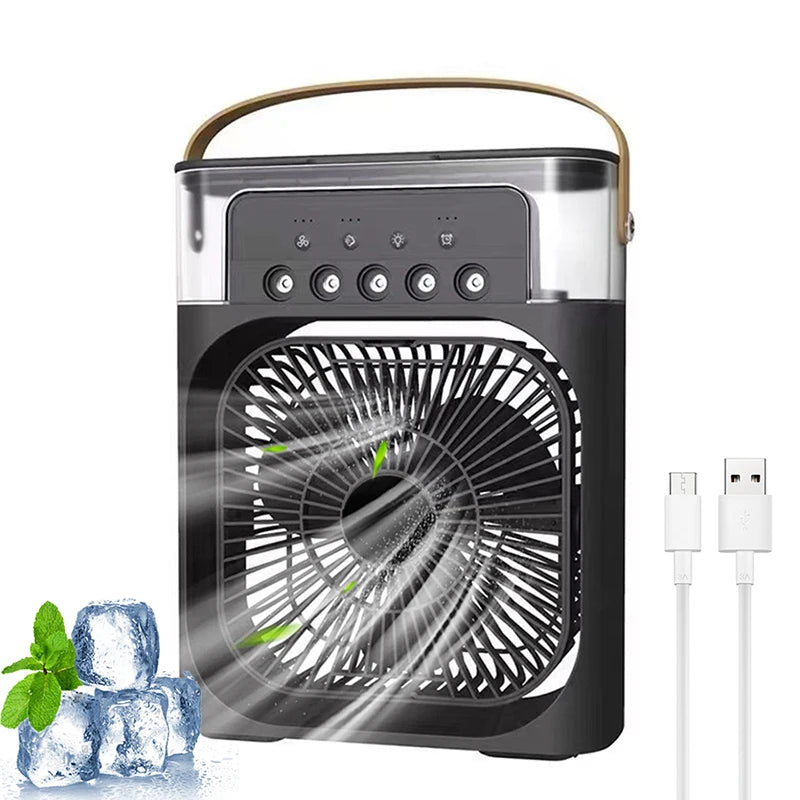 1 ventilador de enfriador de pulverización de cinco agujeros, portátil Ventilador de escritorio, adecuado para oficina, estudio, al aire libre, etc.