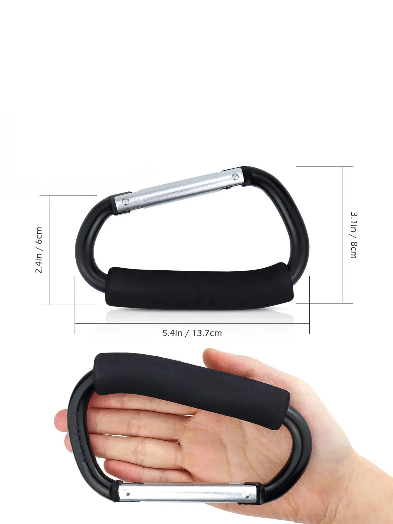 Mosquetón grande para cochecito, ganchos, organizador, anillo en D de aluminio, llavero con resorte, Clip, asa de transporte para colgar bolsos, bolsas de compras