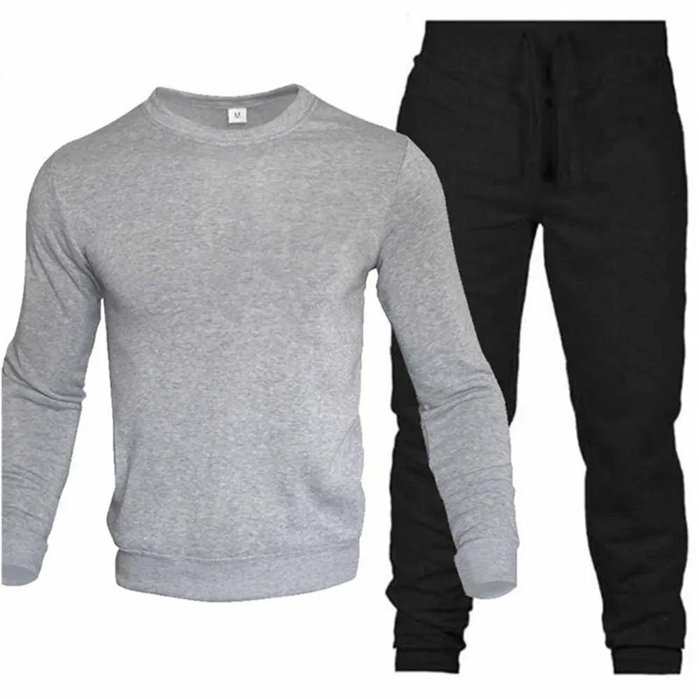 Conjunto de dos piezas para hombre, conjunto de 2 piezas con cuello redondo, chándal, Sudadera con capucha y pantalones con cordón, sudaderas deportivas para hombre, ropa deportiva para correr