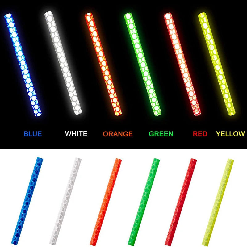 12 unids/bolsa radios de rueda de bicicleta pegatina reflectante tira de tubo luz de advertencia DIY 7,5 cm MTB Reflector de ciclismo Kit de seguridad reflectante