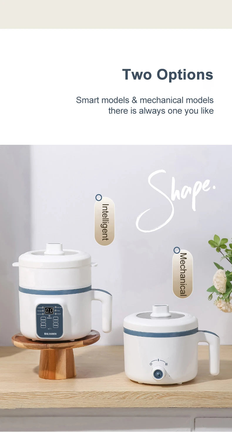 Olla arrocera eléctrica de 1,7 l, doble capa, 220V, multicocina antiadherente, multicocina mecánica inteligente, olla de arroz al vapor para el hogar