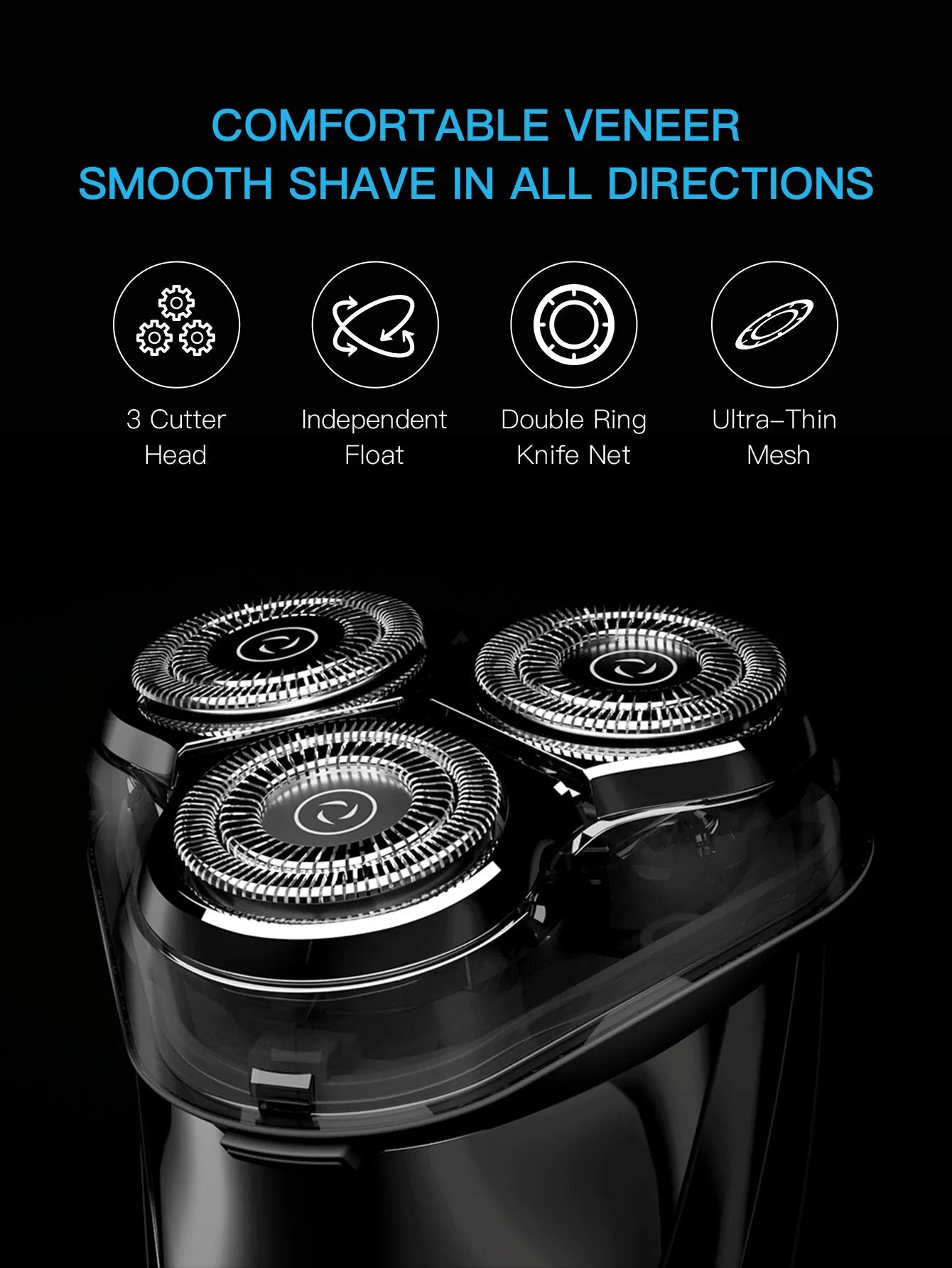 ENCHEN-Afeitadora eléctrica 3D Blackstone 3 IPX7 para hombre, máquina de afeitar resistente al agua, uso Dual en seco y húmedo, batería para Barba y cara, pantalla Digital